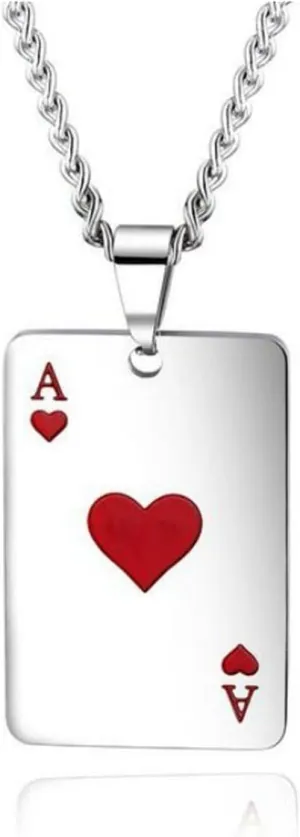 coadipress Punk Stainless Steel Playing Card Poker Tag Pendant Necklace for Women Men Lucky Rock Ace of Spade Heart Royal Flush Games Chain Necklace Hip Hop Unisex Jewelry Gift
