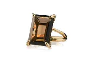 Cocktail Rings for Women - Smoky Quartz Rings in 14k Rose Gold - Statement Jewelry Rings, Birthstone Ring, Engagement Ring - Handmade Jewelry with Box