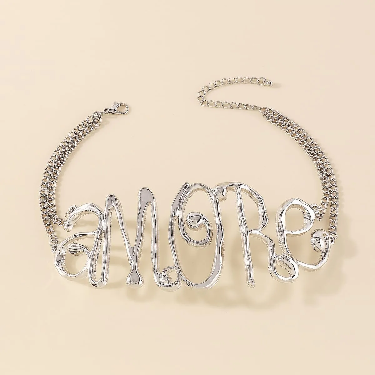 COLORFUL BLING Hip Hop Love Choker Necklace for Women Punk Chunky Gold Plated Love Heart Letter Collar Necklace Statement Jewelry Birthday Gifts