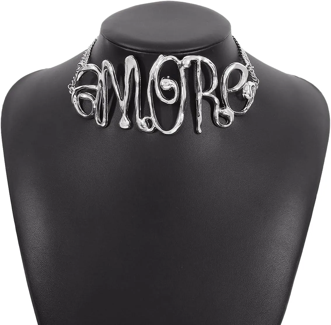 COLORFUL BLING Hip Hop Love Choker Necklace for Women Punk Chunky Gold Plated Love Heart Letter Collar Necklace Statement Jewelry Birthday Gifts