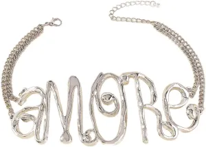 COLORFUL BLING Hip Hop Love Choker Necklace for Women Punk Chunky Gold Plated Love Heart Letter Collar Necklace Statement Jewelry Birthday Gifts
