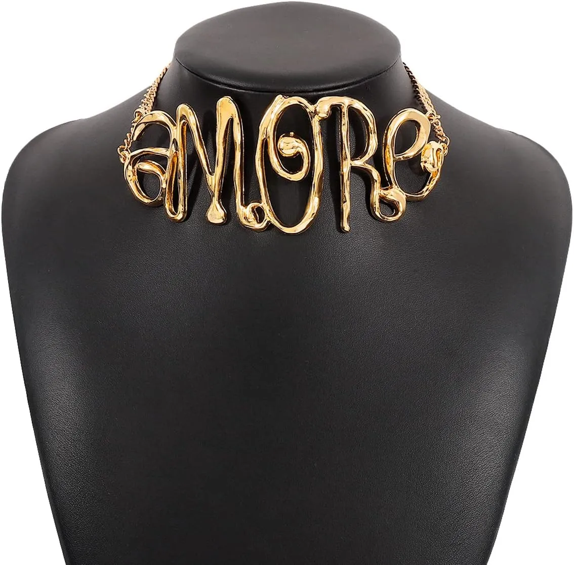 COLORFUL BLING Hip Hop Love Choker Necklace for Women Punk Chunky Gold Plated Love Heart Letter Collar Necklace Statement Jewelry Birthday Gifts