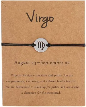 COLORFUL BLING Horoscope Zodiac Bracelet 12 Constellation Sign Bracelet for Women Astrology 14k Gold Plated Bracelet Anklet Friendship Couple Jewelry with Message Card