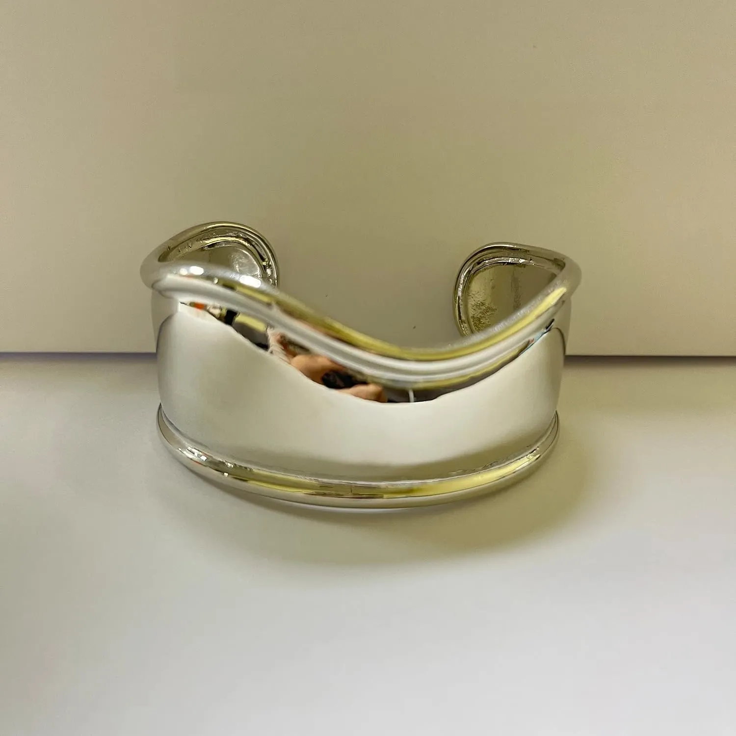 COLORFUL BLING Punk Twisted Gold Silver Open Wide Cuff Bracelet for Women Irregular Wave Chunky Cuff Bangle Armband Statement Party Jewelry