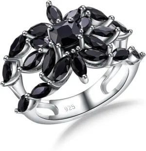 Colorful Leaf Wide Band Ring 925 Sterling Silver Gold Plated Flower Cocktail Statement Rings for Women Girls Size 6 to 10
