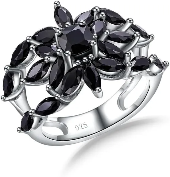 Colorful Leaf Wide Band Ring 925 Sterling Silver Gold Plated Flower Cocktail Statement Rings for Women Girls Size 6 to 10