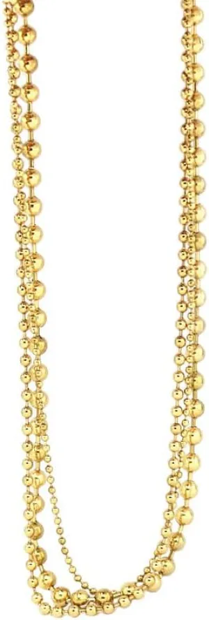 Costume Jewelry Stainless Steel Multi Beads Women 3 Layer Gold Color Chain Choker Necklace