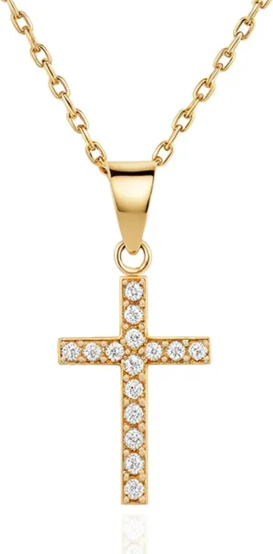 Cross Necklace for Women, 18K Gold Plated Cubic Zirconia Pendant Necklaces - Dainty Religious Jewelry - ValentinesDay Gifts for Her, Stocking Stuffers, Anniversary, Birthday Gifts for Women