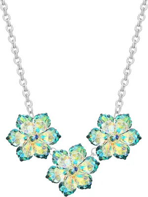 Crystal Glass Flower Pendant Necklace for Women
