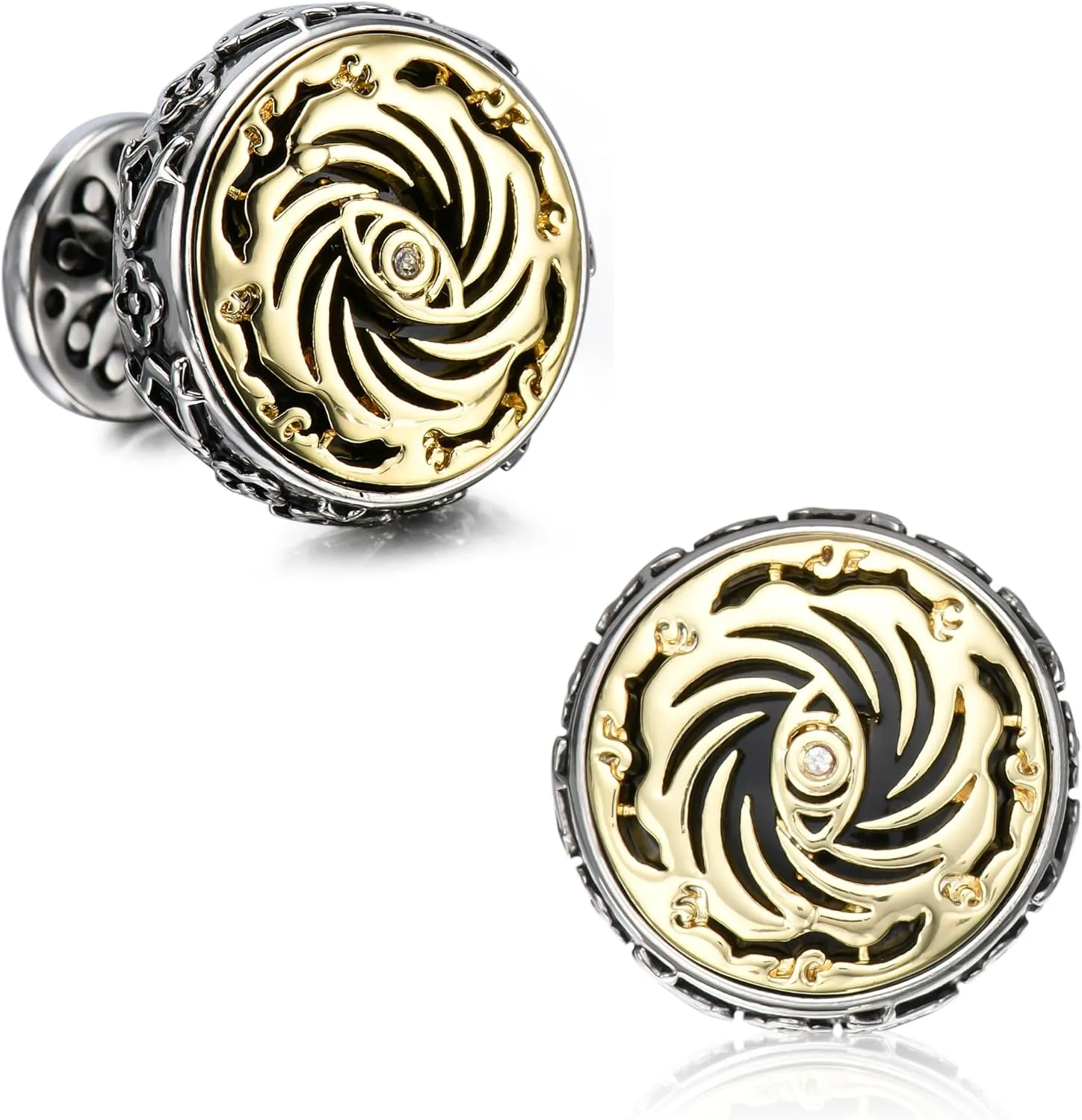 Cuff Links Mens, Cufflinks for Men, Men's Cuff Links for Wedding, Business, Father's Day, Gift for Men, 18K Gold Plated with Luxury Wooden Gift Box