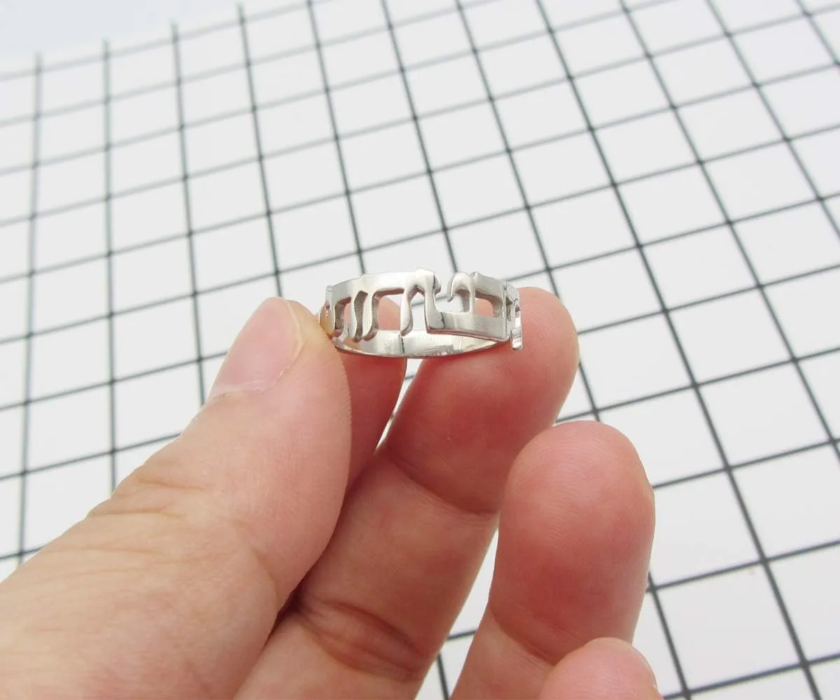Customized Sterling Silver Hebrew Personalized Name Rings for Women Jewelry