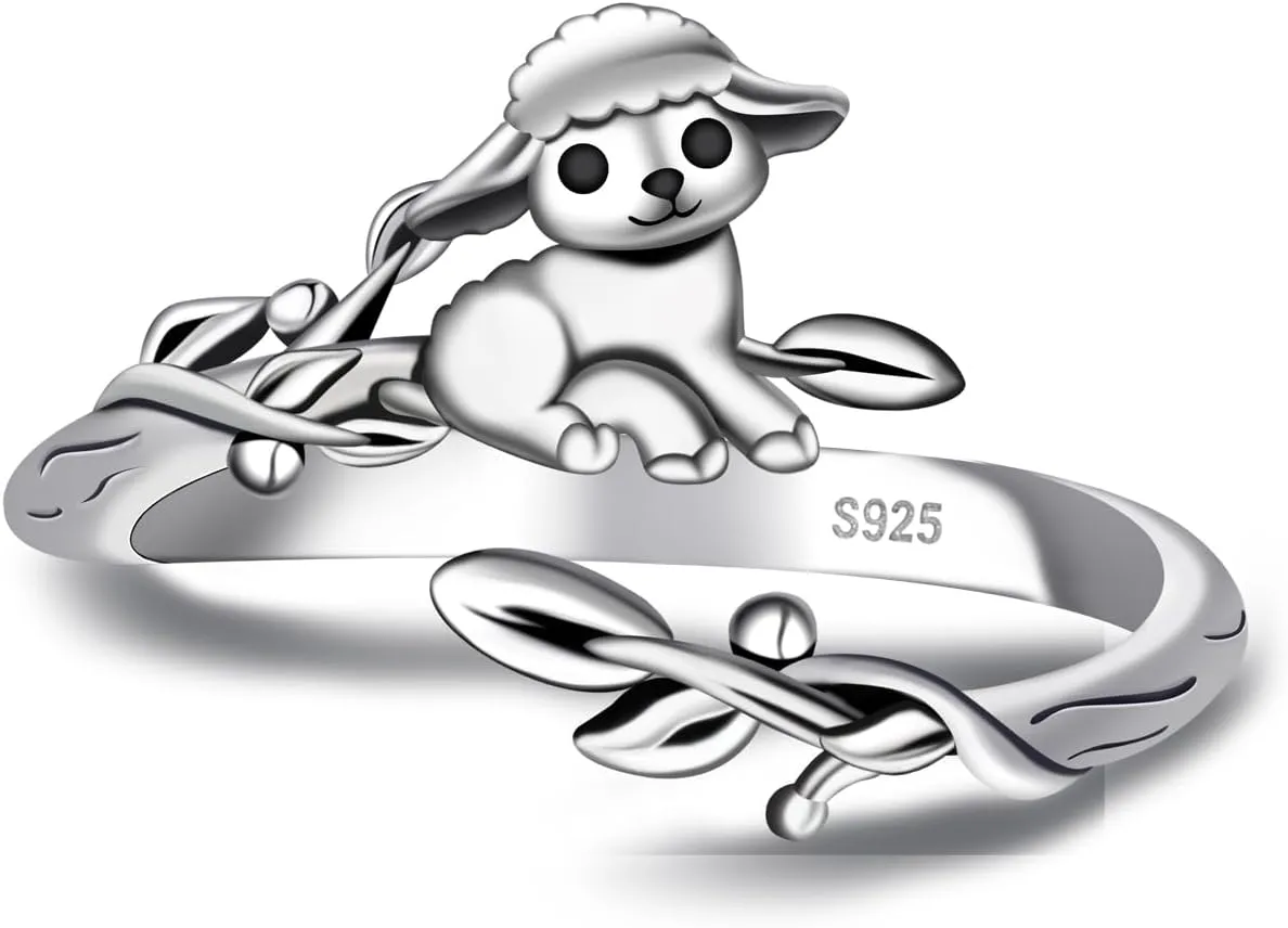 Cute Goat Rings for Women - 925 Sterling Silver Goat Rings Cute Animal Ring Adjustable Hypoallergenic Jewelry Birthday Gifts for Women