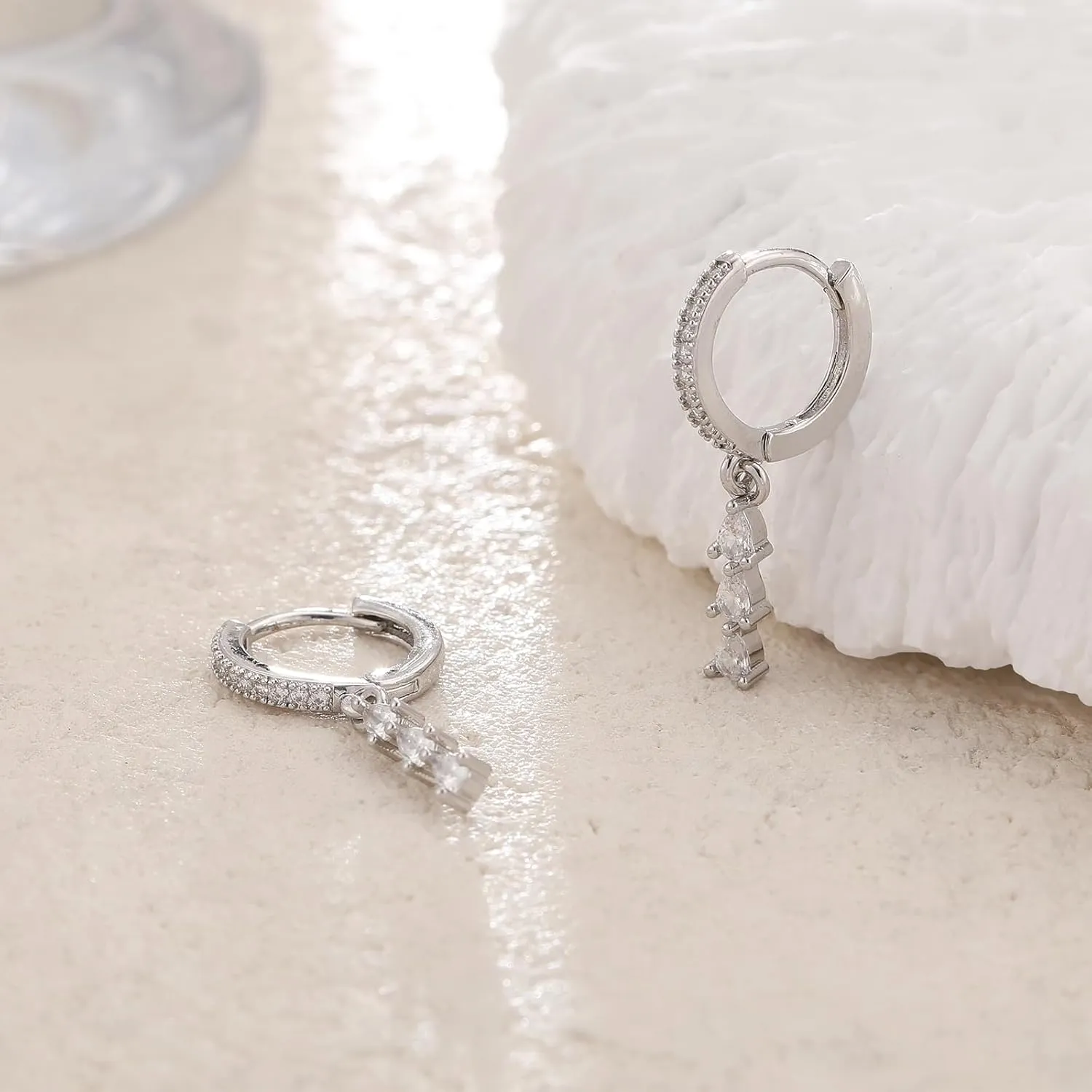 Dainty Small Dangle Earrings - 14K Gold Plated Minimalism Huggie & Trendy Drop Earrings for Gift