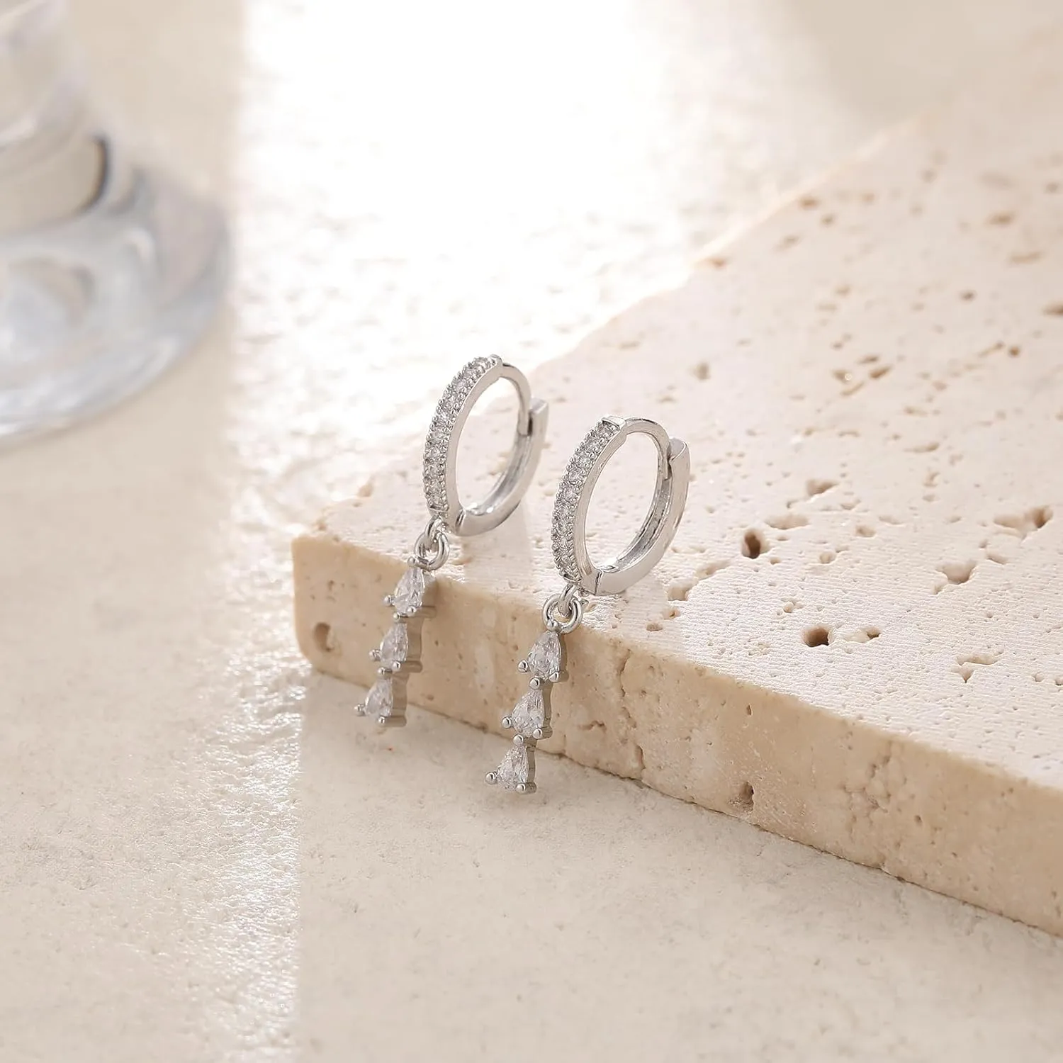 Dainty Small Dangle Earrings - 14K Gold Plated Minimalism Huggie & Trendy Drop Earrings for Gift