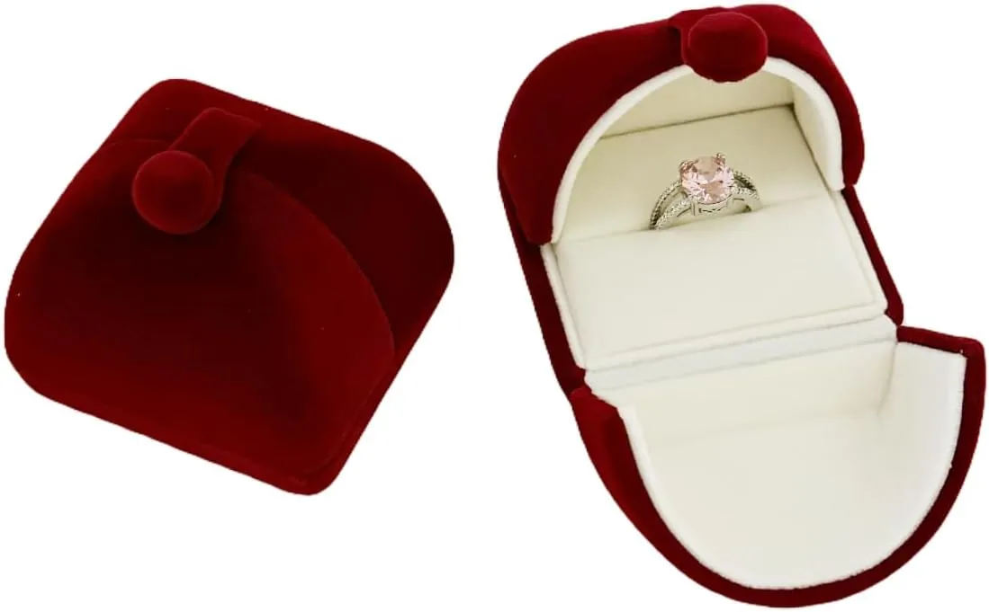 Dark Red Premium Quality Velvet Jewelry Box for Ring Engagment Proposal Wedding Birthday Present Case