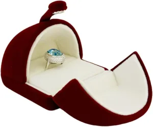 Dark Red Premium Quality Velvet Jewelry Box for Ring Engagment Proposal Wedding Birthday Present Case