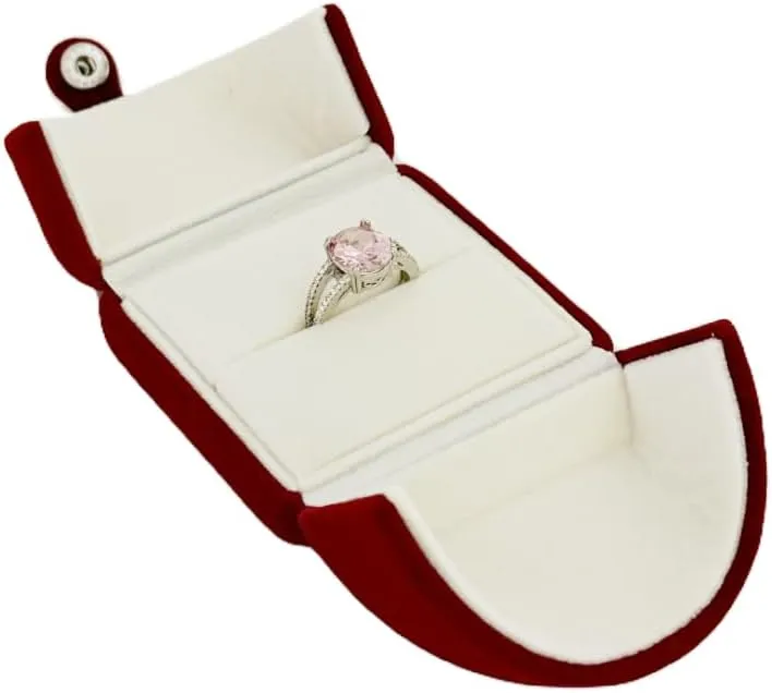 Dark Red Premium Quality Velvet Jewelry Box for Ring Engagment Proposal Wedding Birthday Present Case
