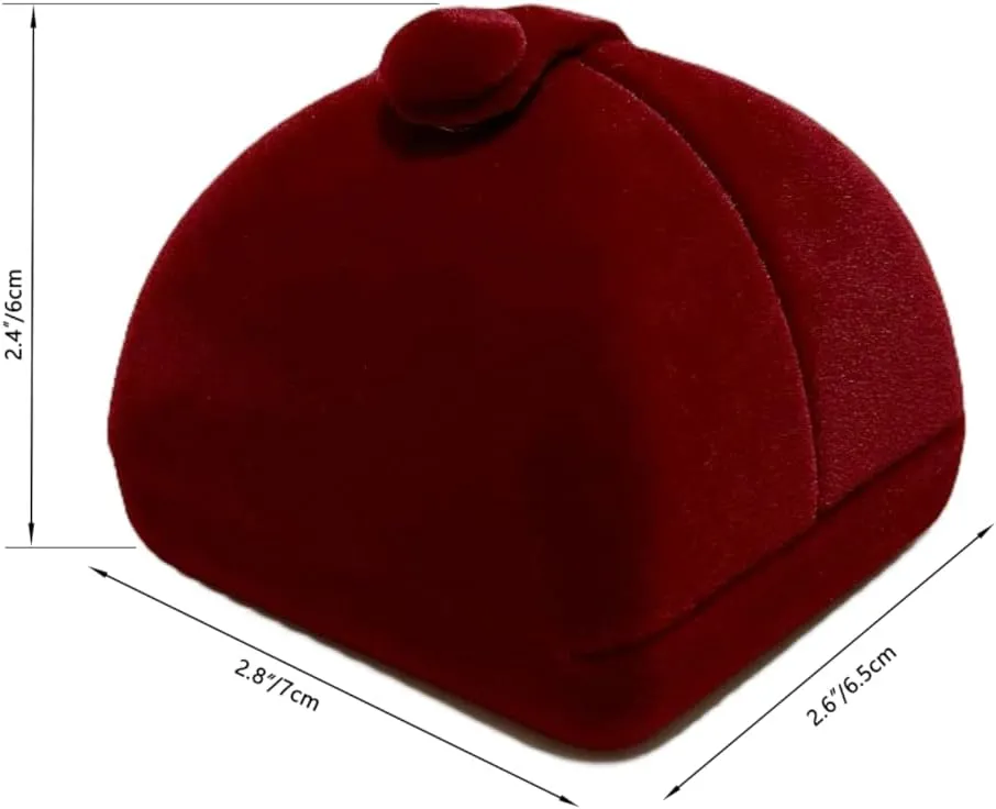 Dark Red Premium Quality Velvet Jewelry Box for Ring Engagment Proposal Wedding Birthday Present Case