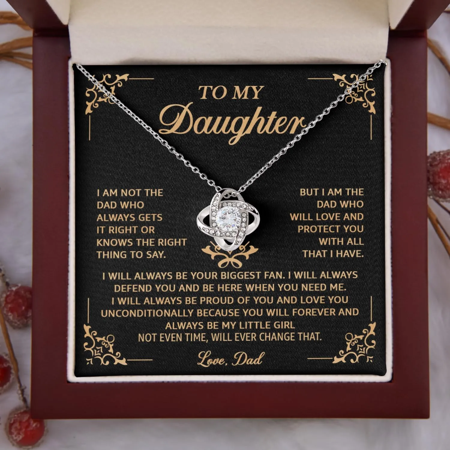 Daughter Necklace From Dad With Heartfelt Message & Elegant Box, To Daughter Gifts For Birthday Or Christmas