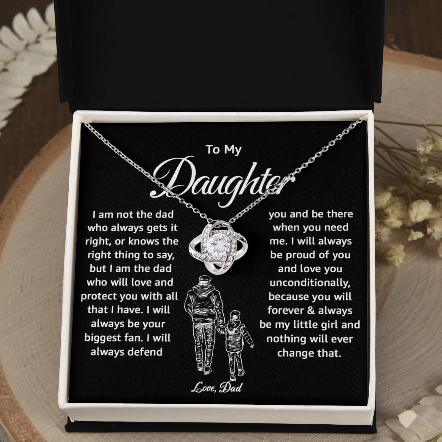 Daughter Necklace From Dad With Heartfelt Message & Elegant Box, To Daughter Gifts For Birthday Or Christmas
