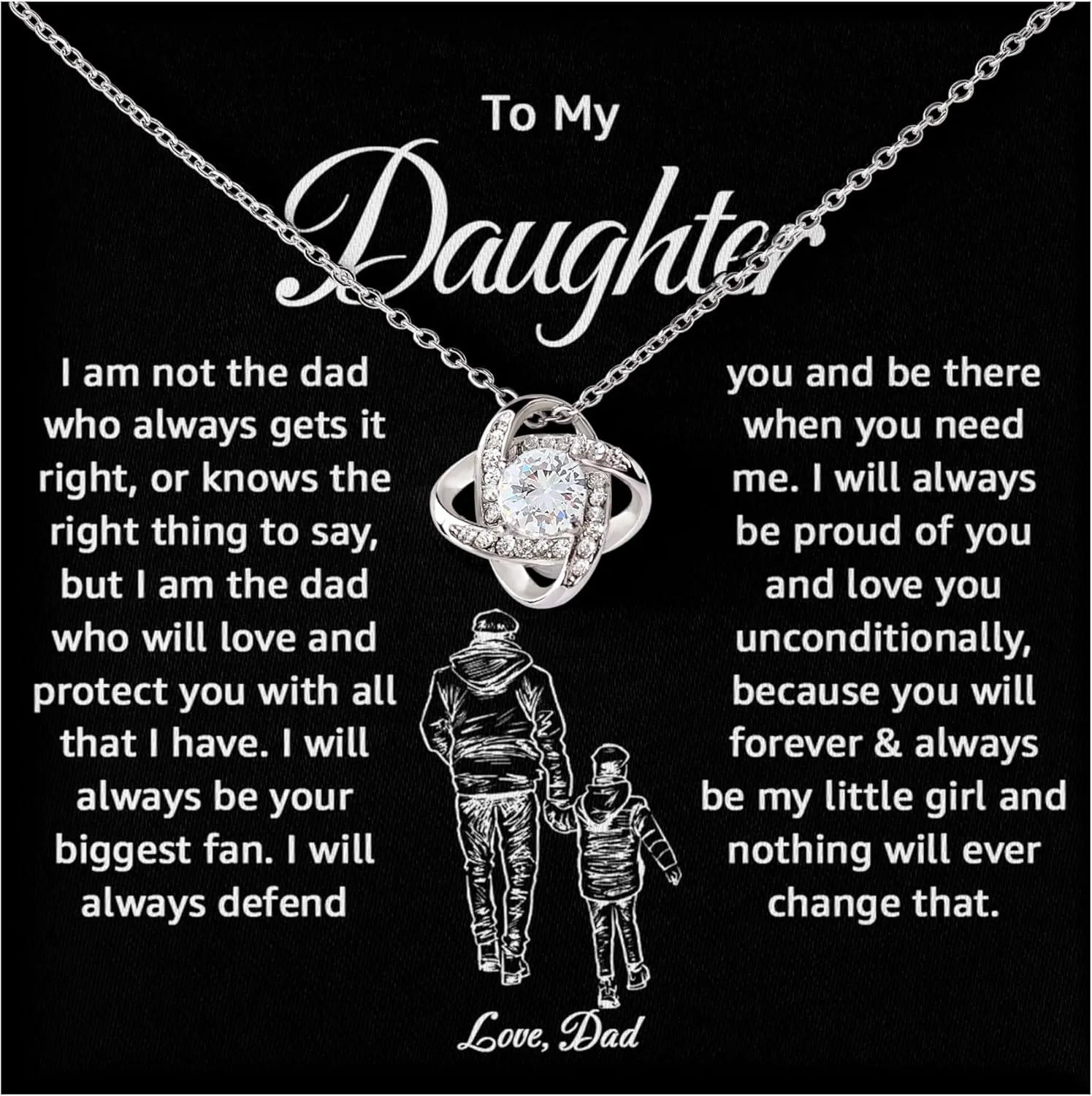 Daughter Necklace From Dad With Heartfelt Message & Elegant Box, To Daughter Gifts For Birthday Or Christmas