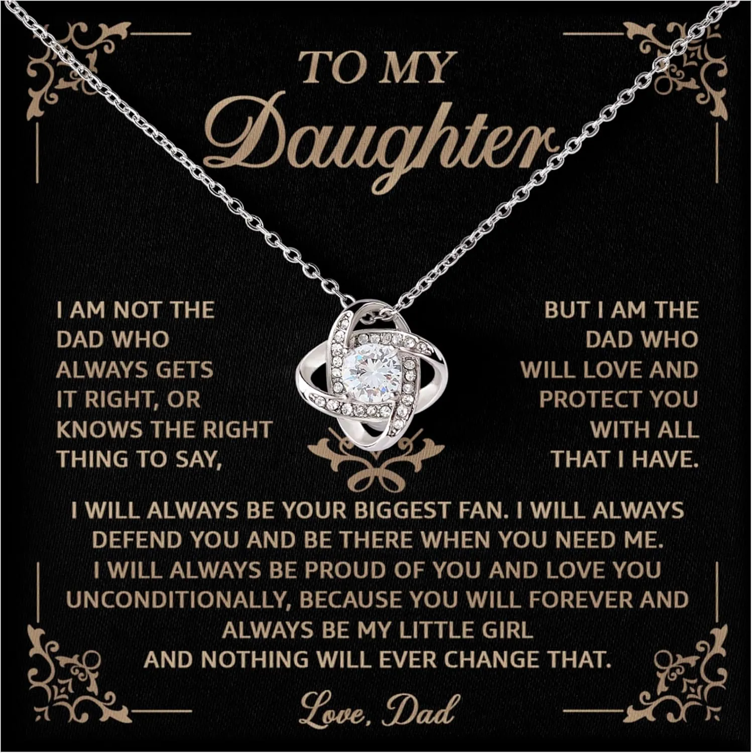 Daughter Necklace From Dad With Heartfelt Message & Elegant Box, To Daughter Gifts For Birthday Or Christmas