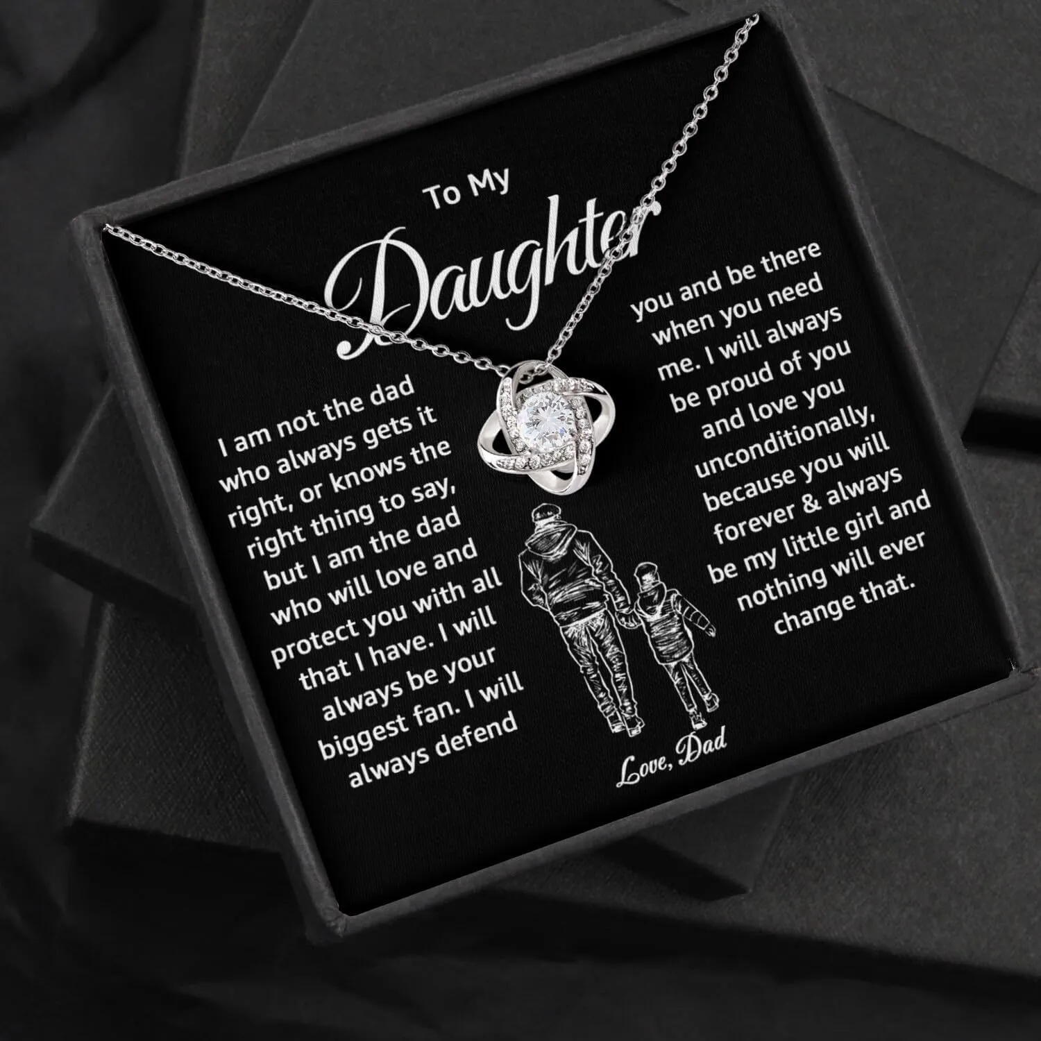 Daughter Necklace From Dad With Heartfelt Message & Elegant Box, To Daughter Gifts For Birthday Or Christmas