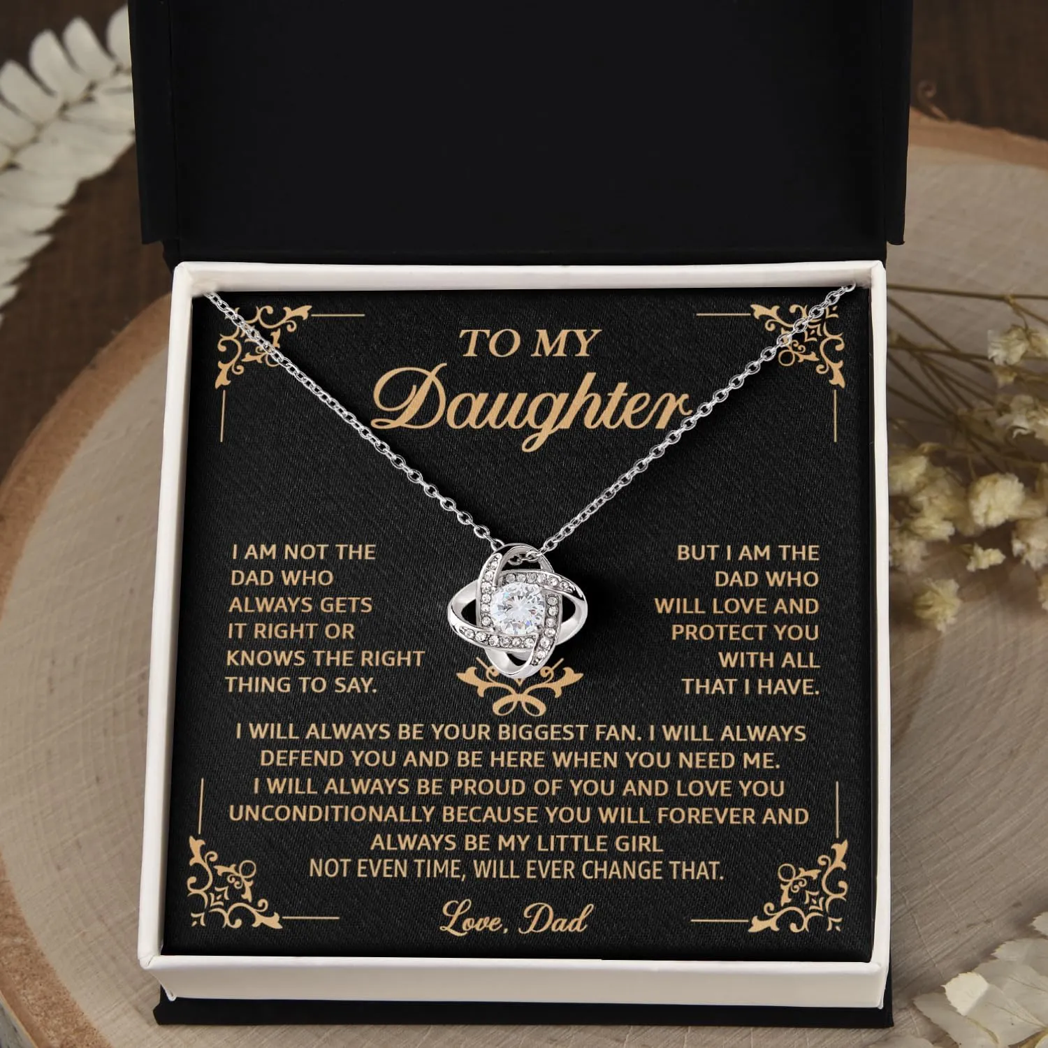 Daughter Necklace From Dad With Heartfelt Message & Elegant Box, To Daughter Gifts For Birthday Or Christmas