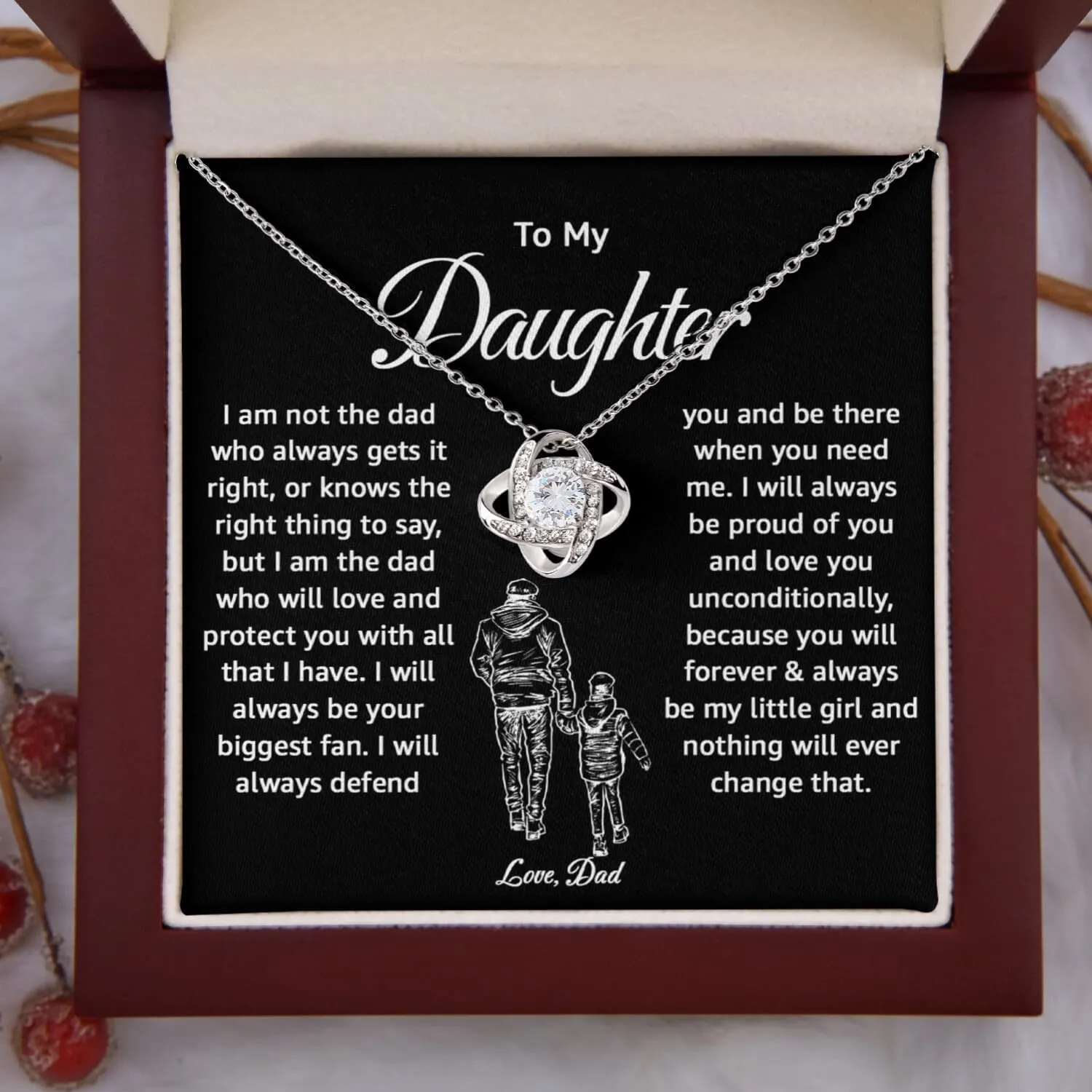 Daughter Necklace From Dad With Heartfelt Message & Elegant Box, To Daughter Gifts For Birthday Or Christmas