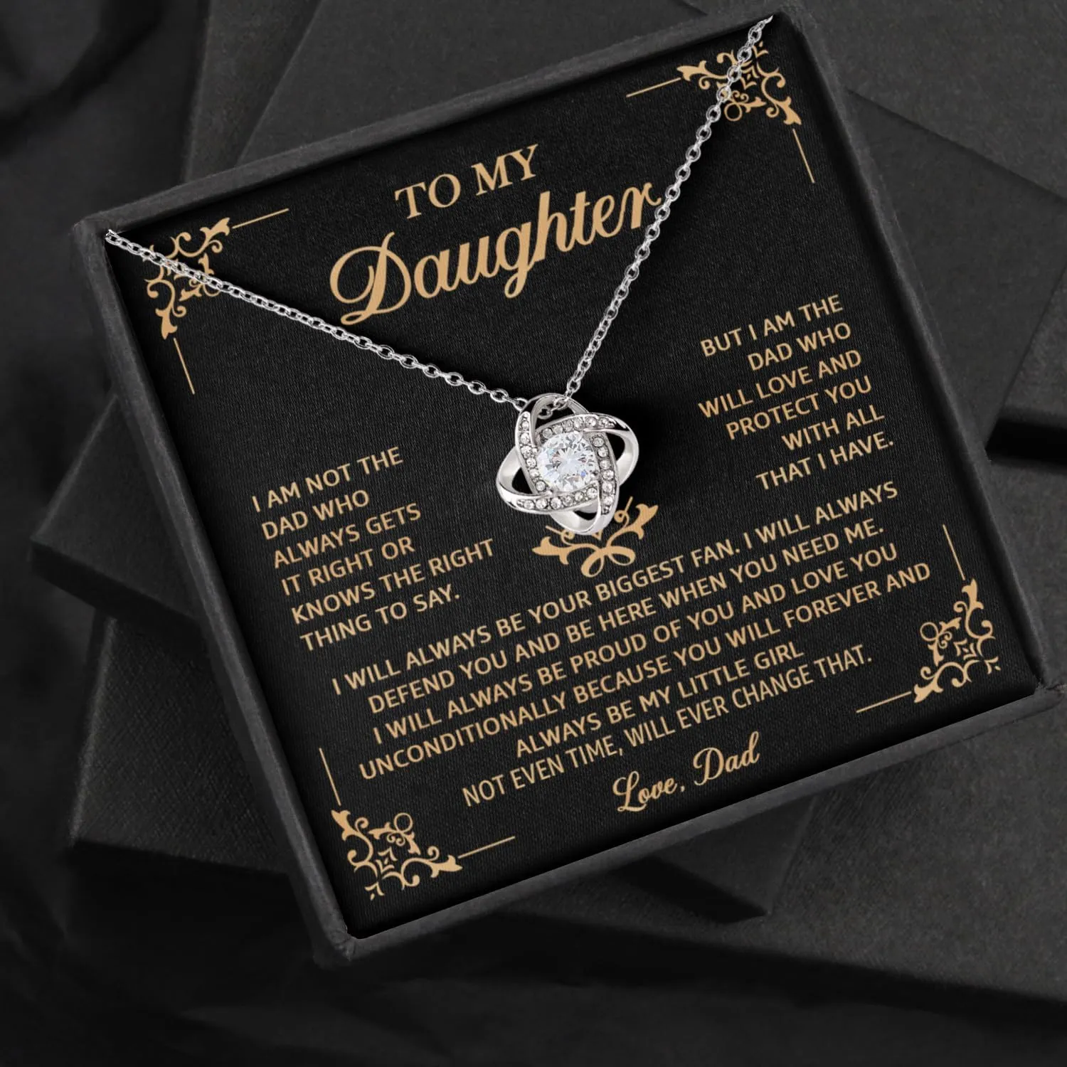 Daughter Necklace From Dad With Heartfelt Message & Elegant Box, To Daughter Gifts For Birthday Or Christmas