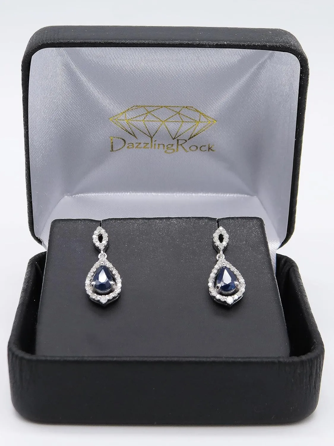 Dazzlingrock Collection 6x4mm Each Pear Gemstone & Round White Diamond Teardrop Dangle Earring for Women in 925 Sterling Silver