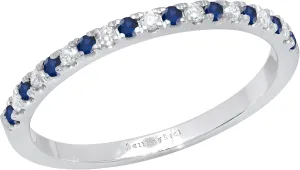 Dazzlingrock Collection Round Alternate Blue Sapphire & White Diamond Stackable Wedding Band for Women in 925 Sterling Silver