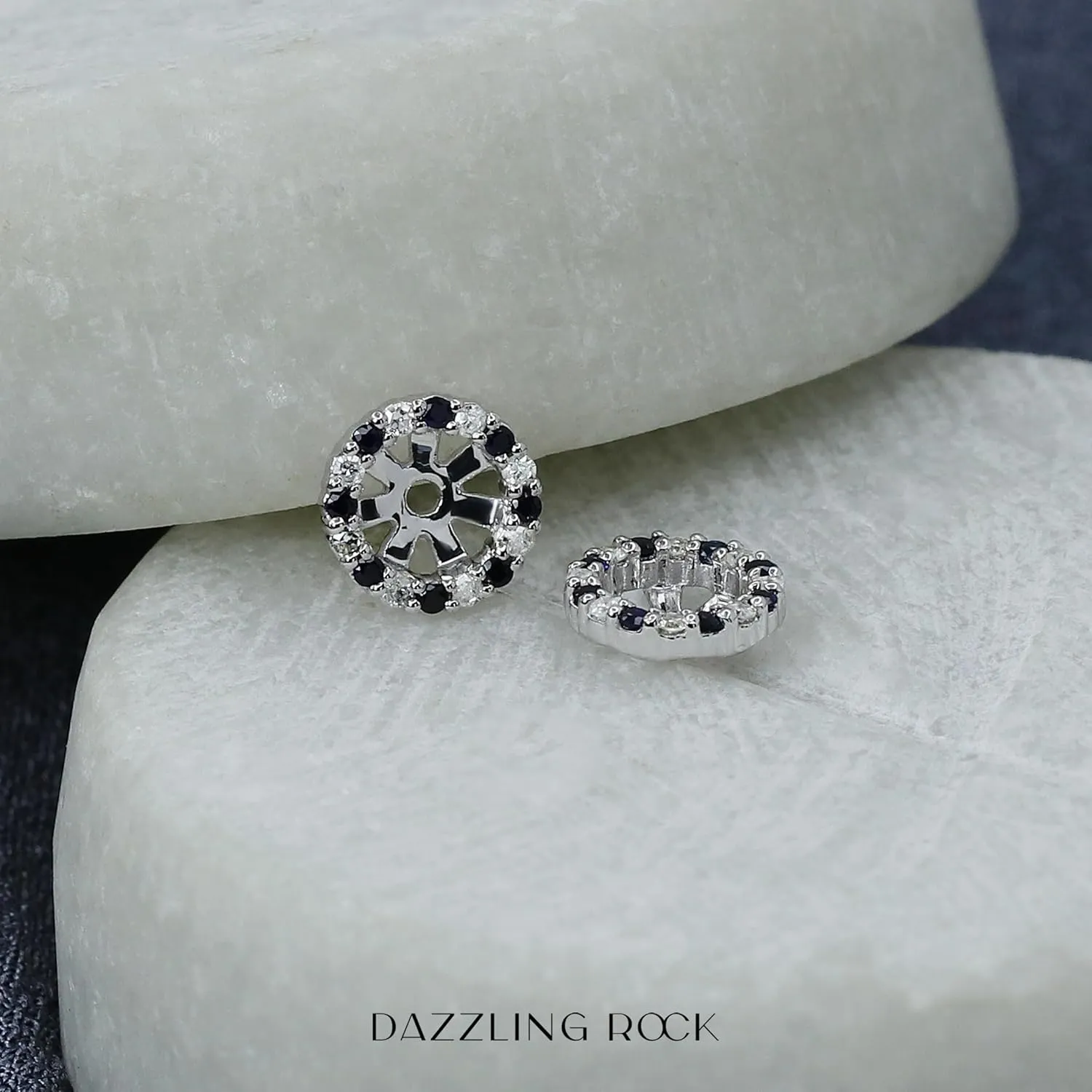 Dazzlingrock Collection Round Gemstone Halo Removable Earring Jackets (It Can be fit up to 4mm studs) for Women in 10K Solid White Gold