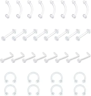 D.Bella 14G 16G 18G 20G Clear Flexible Bioplast Retainer Navel Belly Ring Eyebrow Tongue Nipple Barbell Nose Lip Labret Stud