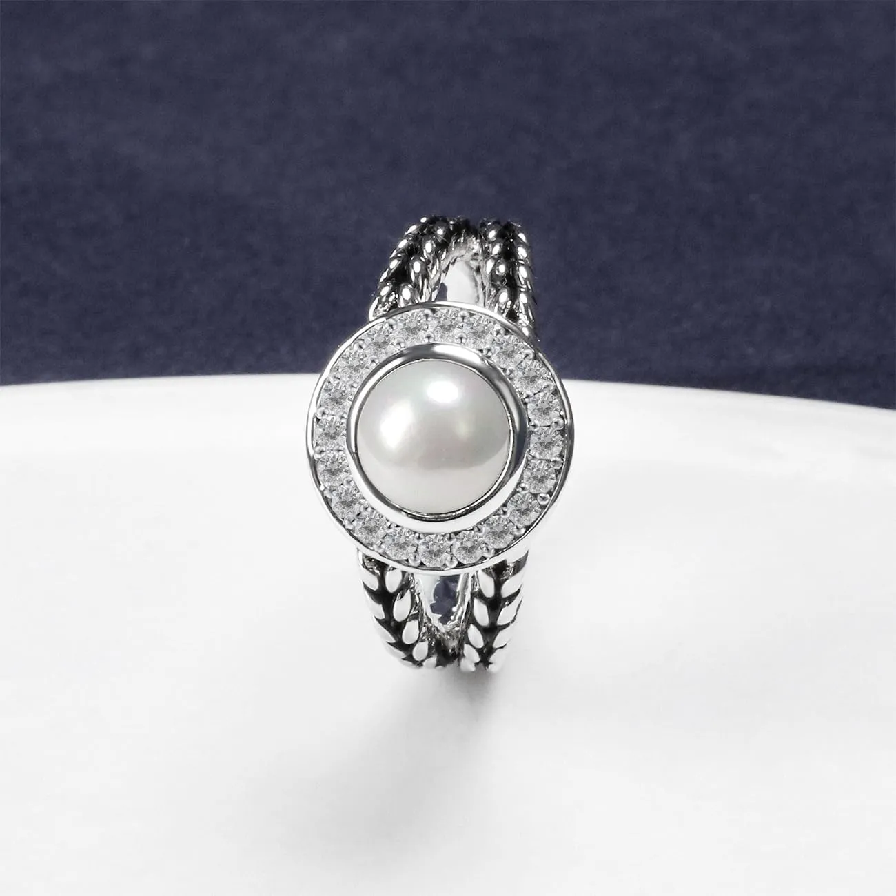 Designer Inspired Twisted Cable Statement Rings for Women Fashion Jewelry 8 MM CZ Split Shank Cable Ring Gift