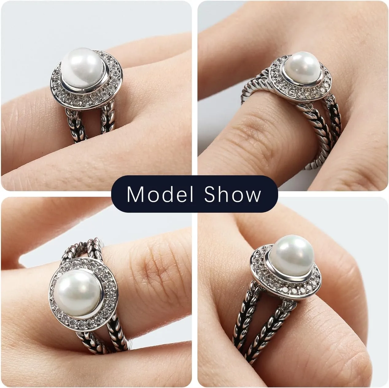 Designer Inspired Twisted Cable Statement Rings for Women Fashion Jewelry 8 MM CZ Split Shank Cable Ring Gift