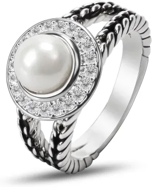 Designer Inspired Twisted Cable Statement Rings for Women Fashion Jewelry 8 MM CZ Split Shank Cable Ring Gift