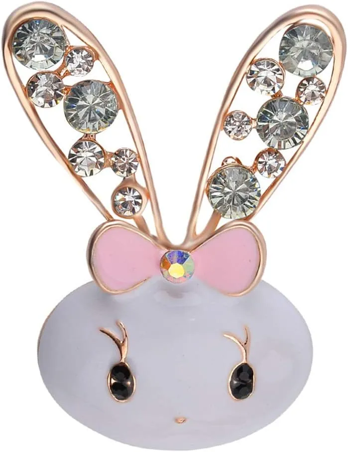 Diamond Rabbit Bunny Brooch Pin for Women Girls Sparkling Crystal Cubic Zirconia Pet Animal Brooches Clothes Tie Accessories Dainty Jewelry Gifts