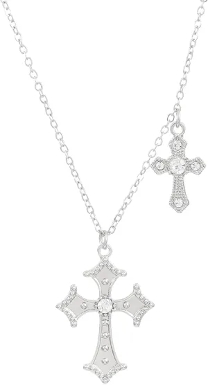 Dreuyet Cross Necklace for Women Trendy Rhinestone Double Cross Pendant Necklace Charm Baroque Style Cross Choker Necklace Valentines Day Christmas Day Jewelry Gifts