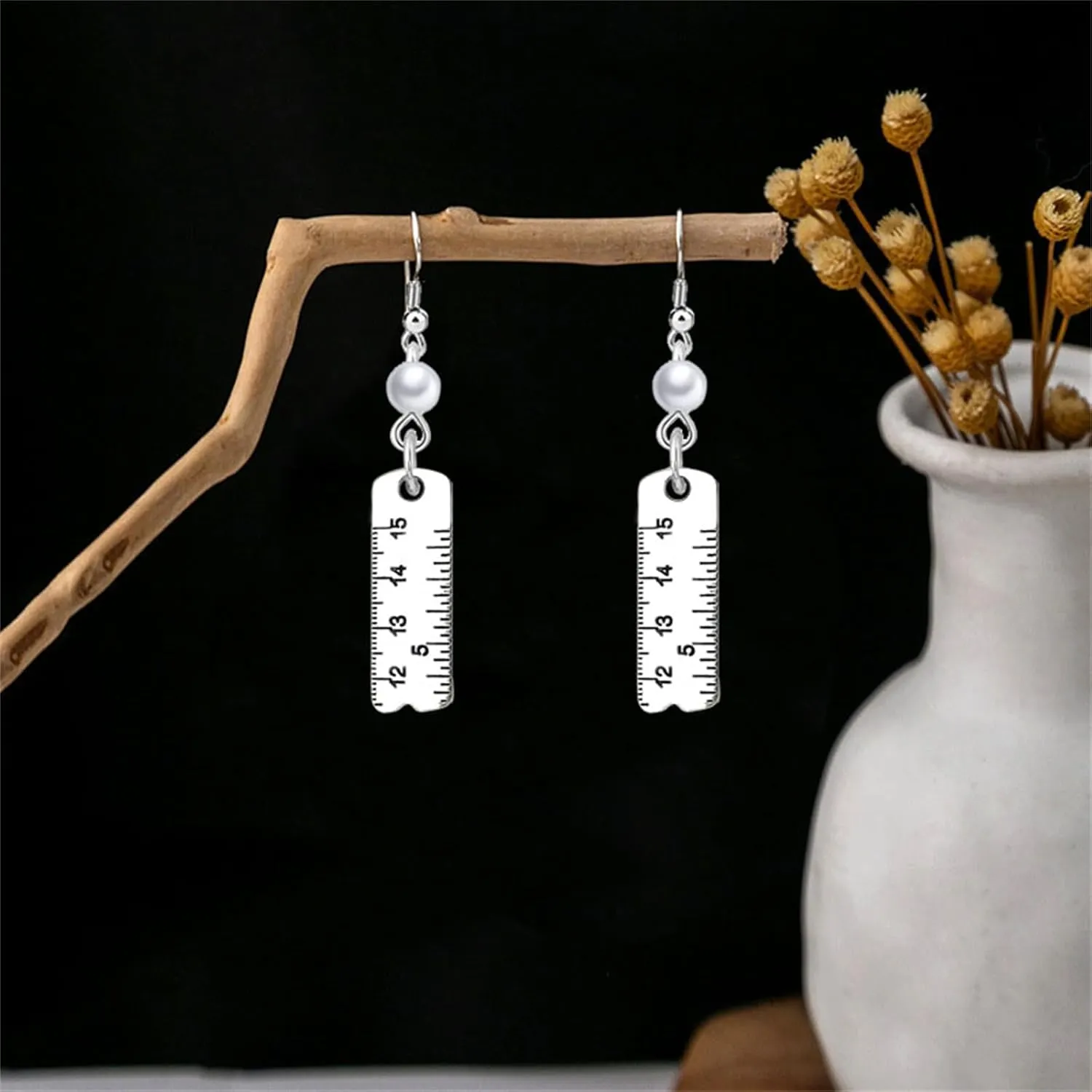 Dreuyet Yarn Knitting Pearl Earrings for Women Unique Silver Sewing Knitting Themed Needles and Yarn Ball Charm Crochet Earrings for Knitter Sewing Lovers Jewelry Gift