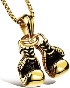 Duan Hip-Hop Punk New Stainless Steel Biker Boxing Gloves Necklace Fighting Glove Chain Pendant Necklace 24 in
