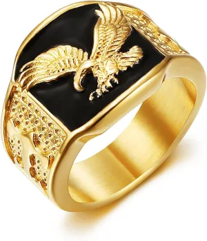 Eagle Ring for men Vulture rings Stainless Steel Hip Hop ring for Men Vintage Animals Rings Iced Out Jewelry Punk Ring Club rings Heavy Metal