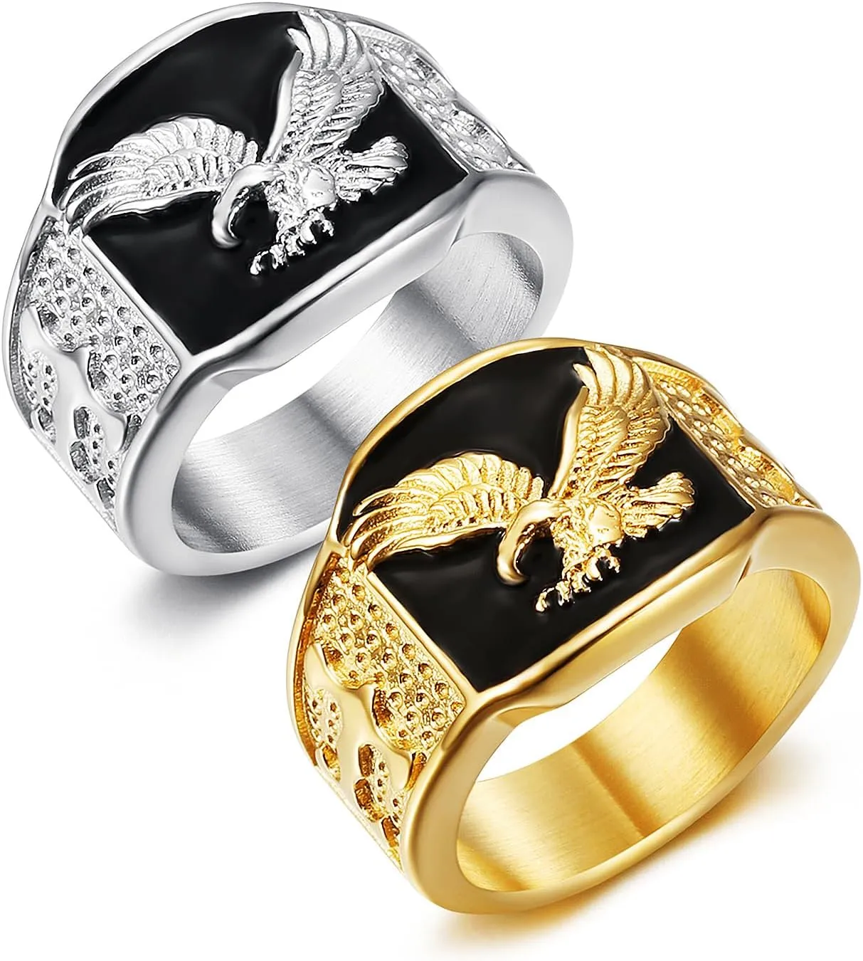 Eagle Ring for men Vulture rings Stainless Steel Hip Hop ring for Men Vintage Animals Rings Iced Out Jewelry Punk Ring Club rings Heavy Metal