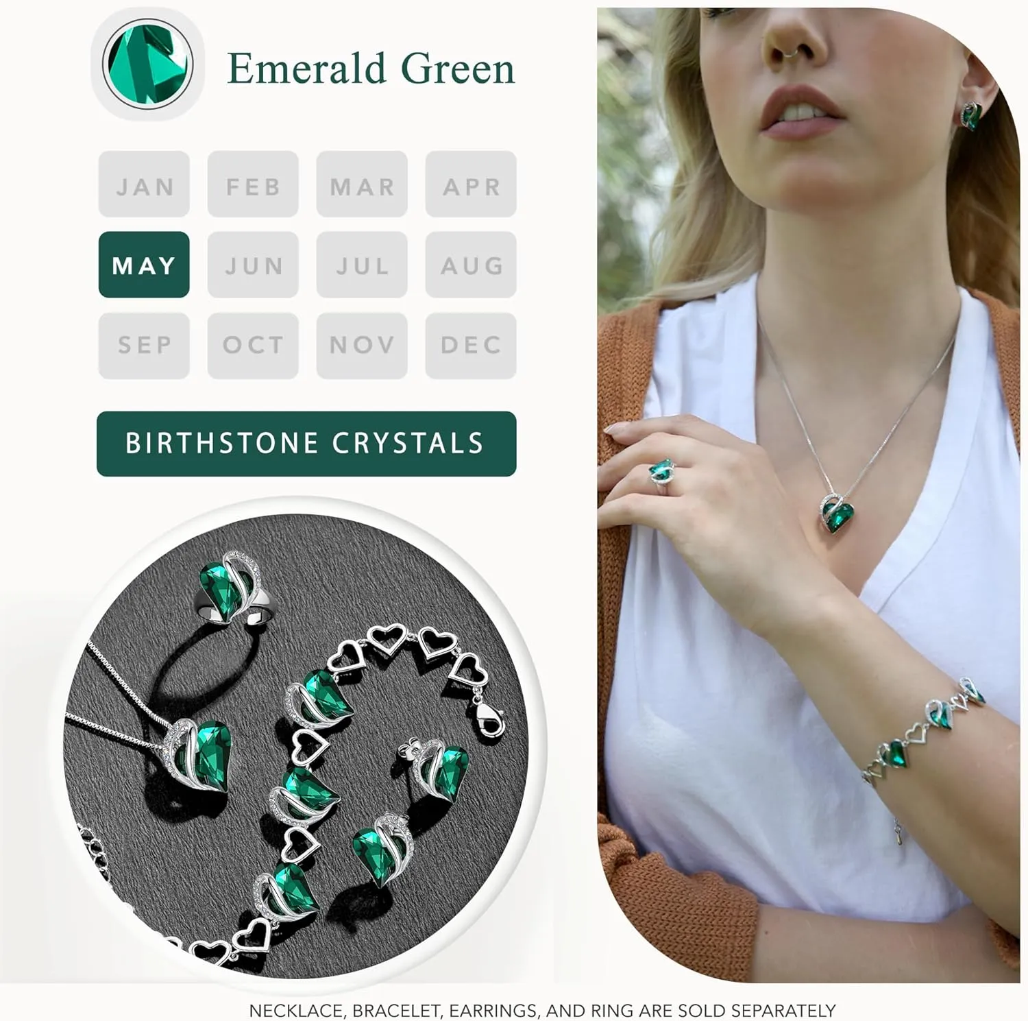 Earrings for Women, Mothers Day Gift for Mom, Heart Birthstone Crystal Stud Earring, Silver Plated Birthday Jewelry