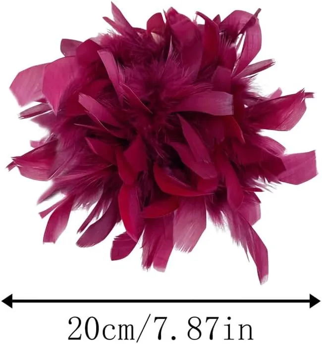 Elegant Feather Flower Large Brooch Lapel Pins for Women Men Wedding Party Dance Banquet Big Pins for Floral Shawl Dress Suit Clothes Accessories Corsage Brooches Jewelry Gifts 7.87in