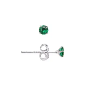 Emerald Green Cubic Zirconia Studs 3 mm/Sterling Silver Earrings for Women