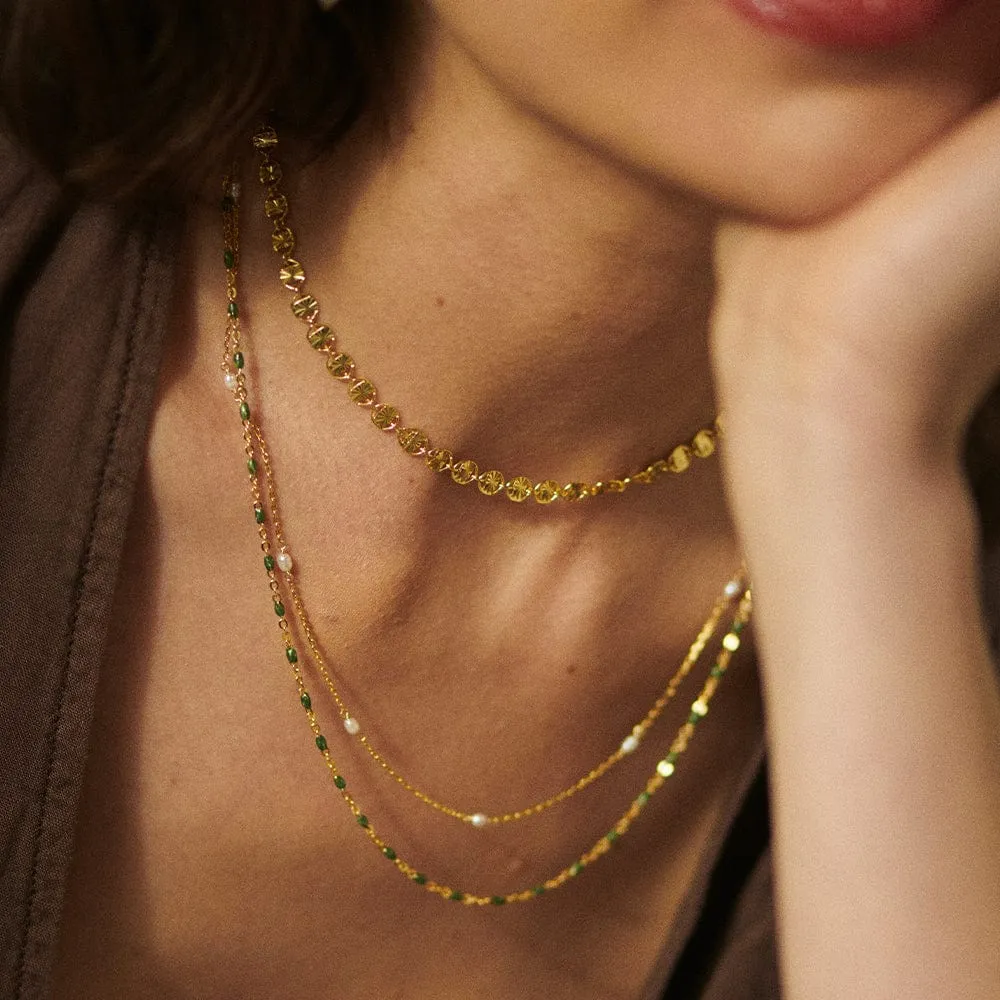Enamel Beaded Necklace 18ct Gold Plate