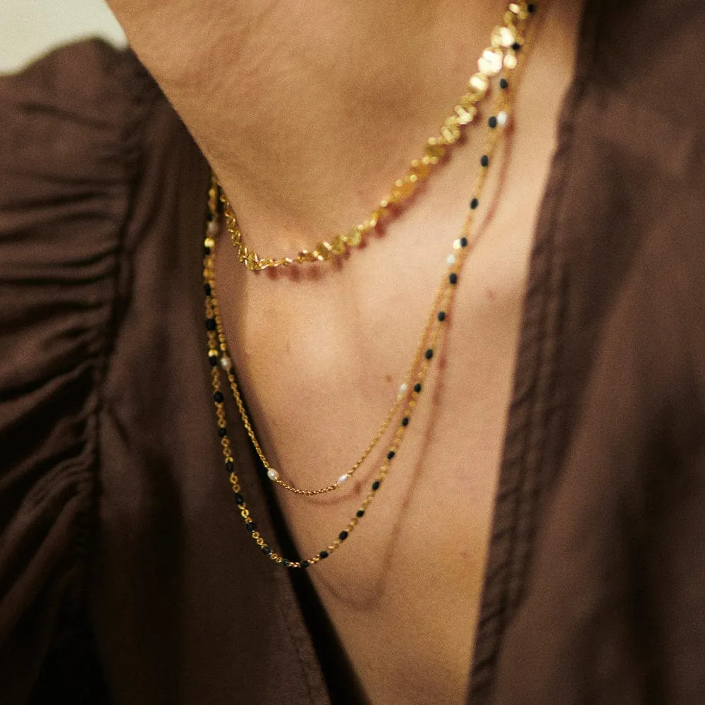 Enamel Beaded Necklace 18ct Gold Plate