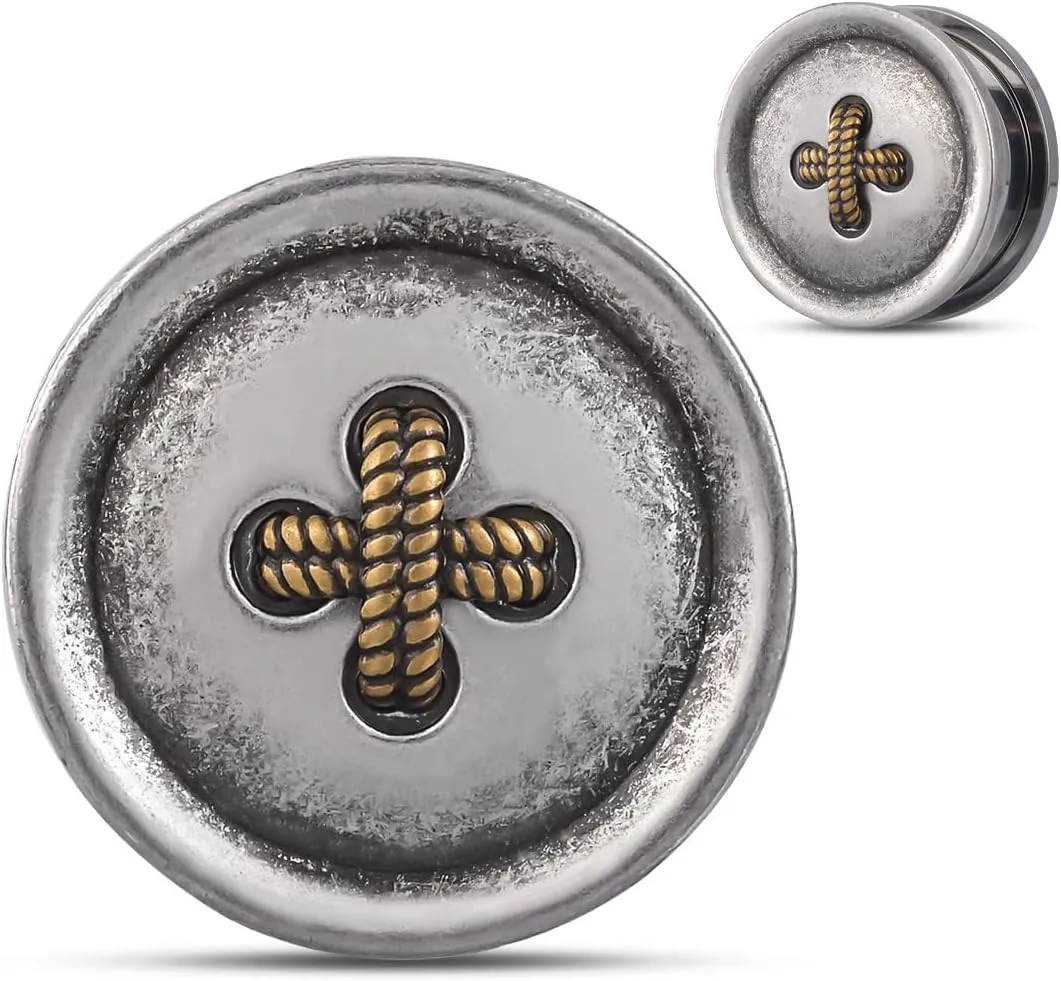 ERKUOO 2PCS Tree Stump Screw Fit Ear Gauge Piercing Surgical Steel Plugs Expander Tunnels Ear Expander Earrings Jewelry for Women Men