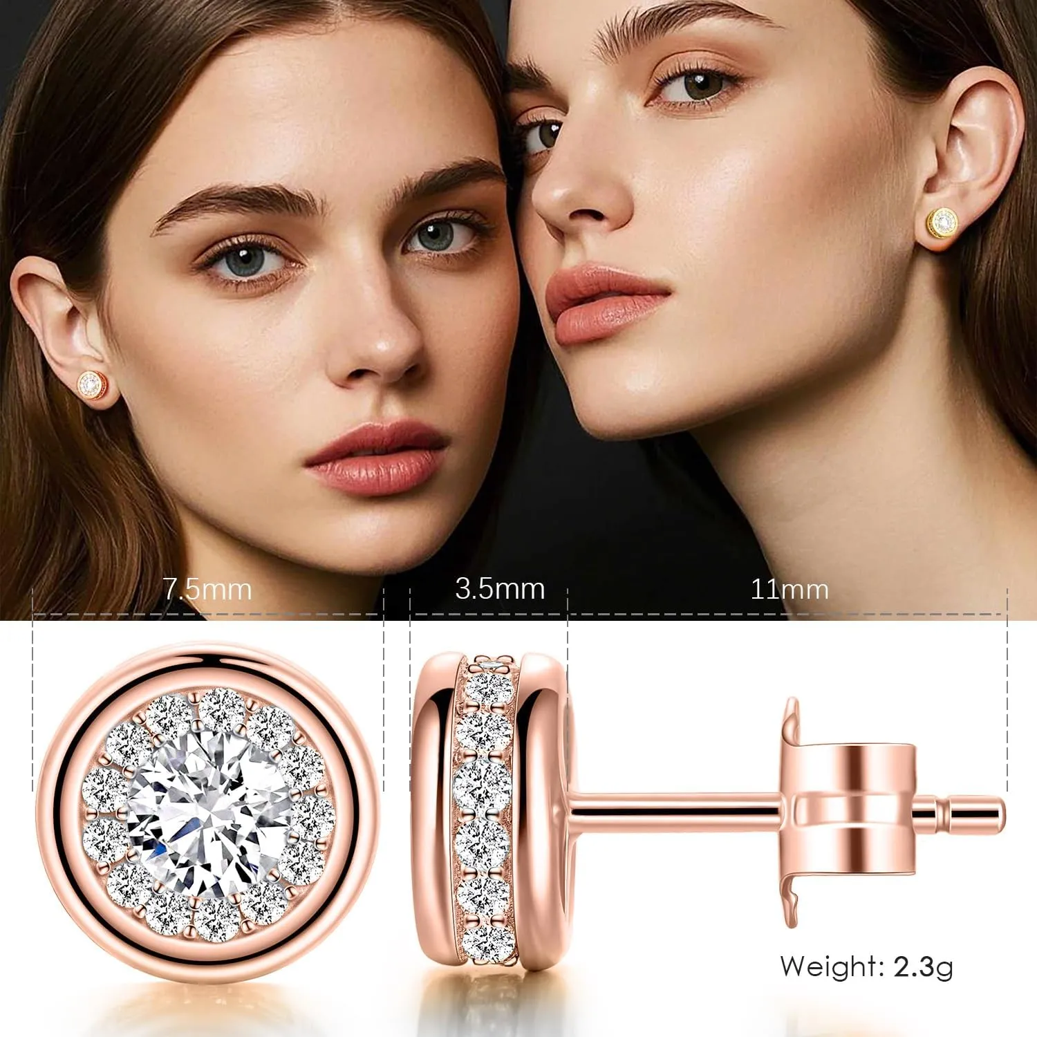 ESSIE ODILA 18K Gold Earrings for Women Gold Studs Earrings for Women Dainty Womens Earring Stud Birthday Christmas Anniversary Valentine's and Mother's Day Gift Hypoallergenic Studs Earring